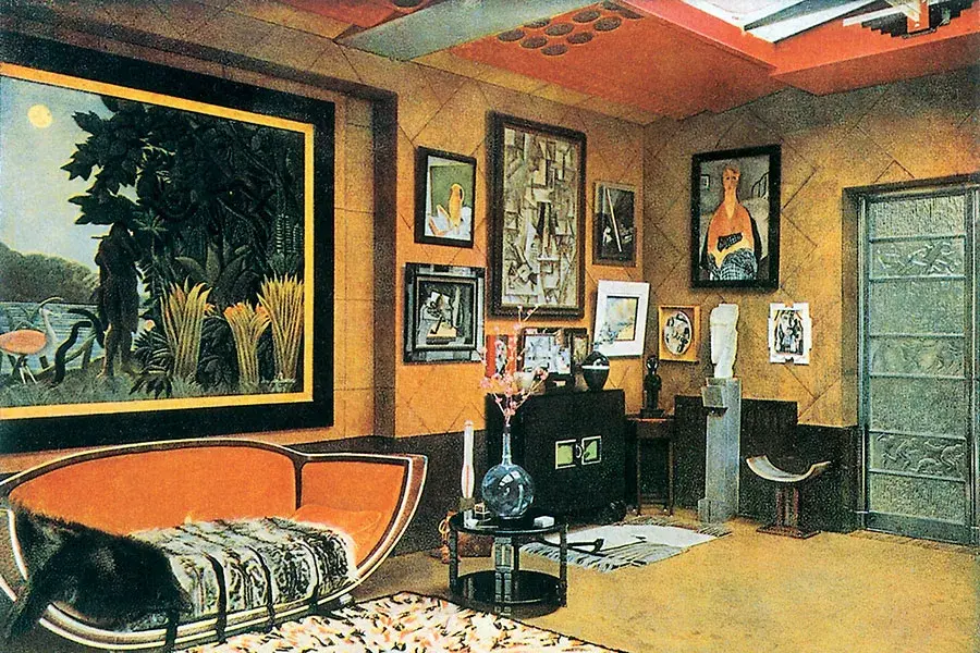 Le Studio Saint-James à Neuilly-sur-Seine, galerie privée du couturier Jacques Doucet (1853-1929). En 1912, Doucet avait dispersé aux enchères sa collection d'art du XVIIIe siècle pour se tourner radicalement vers l'avant-garde. Au Studio Saint-James se côtoyaient La Charmeuse de serpents du Douanier Rousseau (achetée en 1922, aujourd'hui au Musée d'Orsay), Les Demoiselles d'Avignon de Picasso (acquises directement auprès de l'artiste en 1924, aujourd'hui au MoMA), des sculptures de Gustave Miklos et au moins une sculpture de Chauvin, dont la présence est documentée par L'Illustration en mai 1930. Le contenu du studio fut dispersé à Drouot le 8 novembre 1972 ; Yves Saint Laurent comptait parmi les acheteurs.